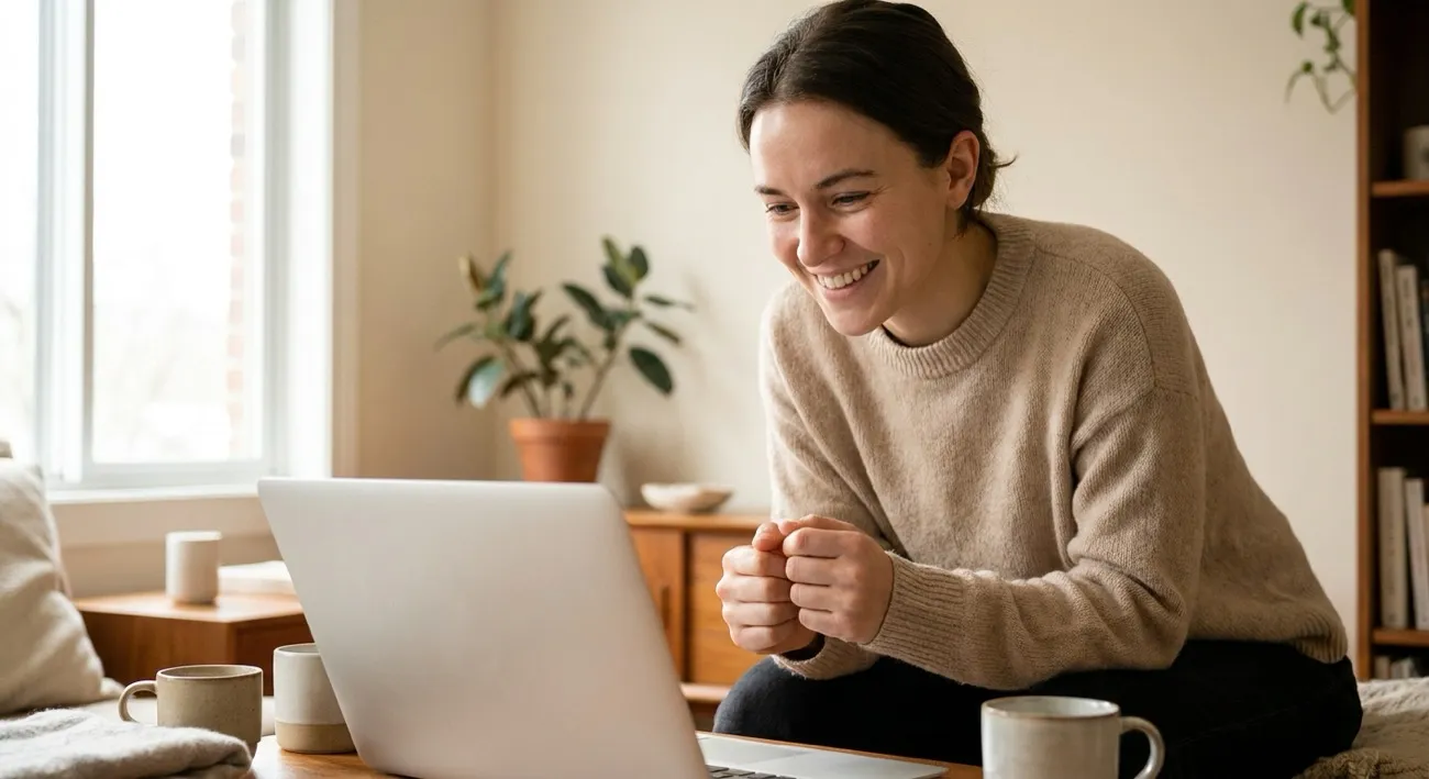 A student working from notes on a laptop